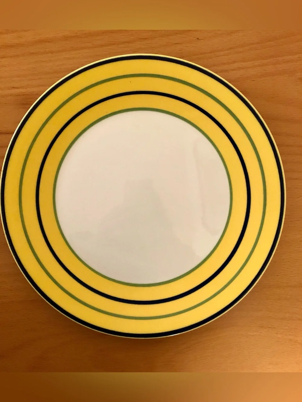 Yellow Stripe Ceramic Dinner Plates - Set of 3